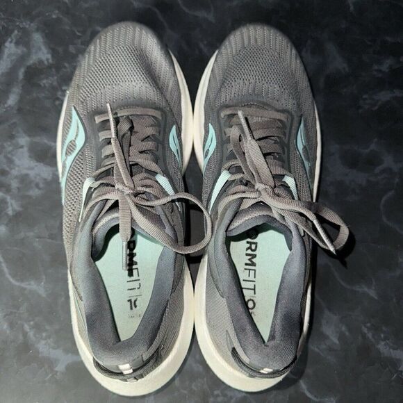 Saucony Triumph 21 Gravel Aqua Athletic Comfort Running Shoes Women’s Size 9 - Picture 6 of 8